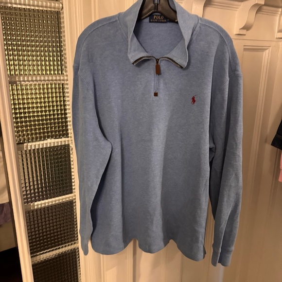 POLO RALPH LAUREN Men’s  1/4 Zip Pullover Sweater w Pony Logo Blue Sz XL - Picture 6 of 8